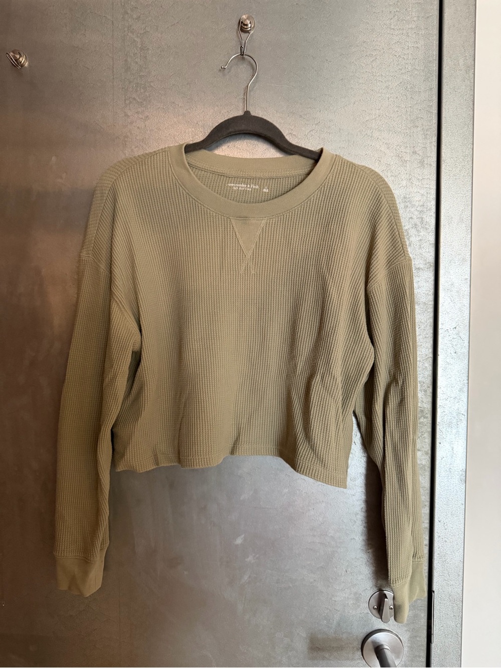 Abercrombie & Fitch Olive Green Waffle Knit Long Sleeve Tee